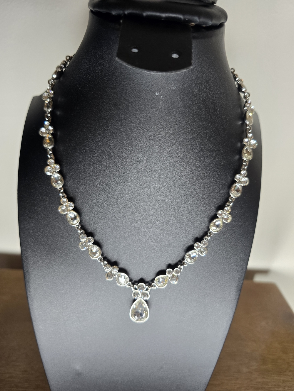 Charter Club Silver-Tone Clear Crystal Teardrop Necklace